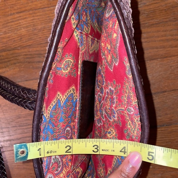 Brighton Woven Crossbody straw wicker leather paisley charm rope braid snap bag - Picture 8 of 12